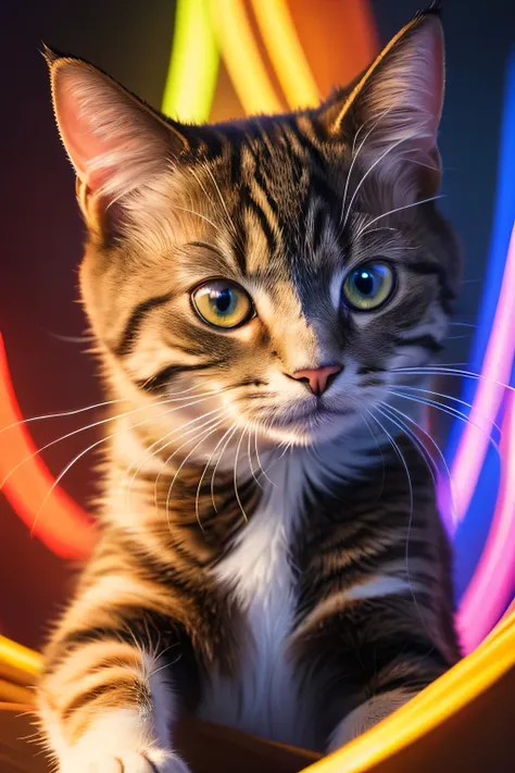 painting of a cat with a colorful face and long whiskers, BEAUTIFUL 4K ART ,  4K Highly Detailed Digital Art ,  4K Detailed Digital Art, Detailed painting 4k, cat.  Digital Paint,  Digital Paint highly detailed, Digital Art 4K, Digital Art 4K, Digital Art ...