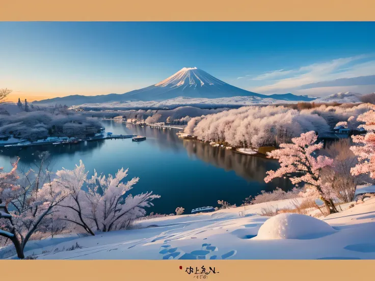 Japans winter scenery suitable for puzzles　Ukiyo-e style