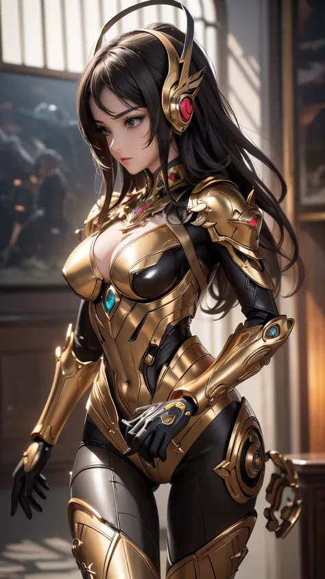 (( top quality)),( super high resolution ),( super detailed ),( detailed description ),(( best CG )),( Best Artwork ), Ultra Precision Art, amazing painting art,(Exquisite art:1.5), Female Robonite ,  Mechanical Body , Mechanical Visor , Mech Armor,  embed...