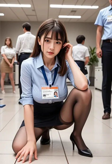 score_9,score_8_up,score_7_up,score_6_up,score_5_up,score_4_up,((masterpiece, best quality, extremely detailed 8K)),real human,real girl,real body,office worker girl,((new employee)),tight skirt,mini skirt,pumps,pantyhose,innocent face,real hair,((she bent...