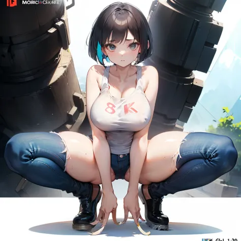 nsfw,((masterpiece,  top quality ,  high definition , Extremely detailed 8K,  Beautiful girl with a curvy body, ,  Ultra Details,  anime screen capture:1.3, Anime Colors:1.2)), Immediately, ( one girl ), ( black hair,  bob cut),  towards the camera , light...