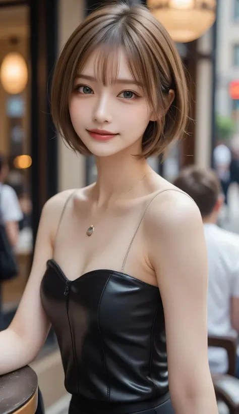 Beautiful white and radiant skin、 Chestnut hair that changes with light 、 long bangs between eyes that obstruct view、 cheek gloss highlights、 sexy and very beautiful lovely gorgeous face、 most beautiful face in the world 、Small Face Beauty、Golden Ratio、  f...