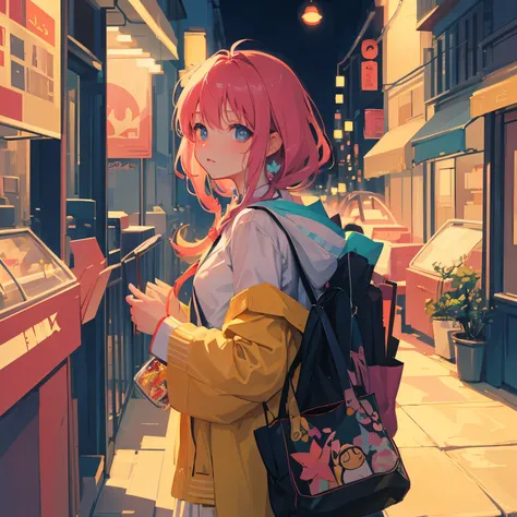 jazz girl, anime, brilliant lights, cozy atmosphere