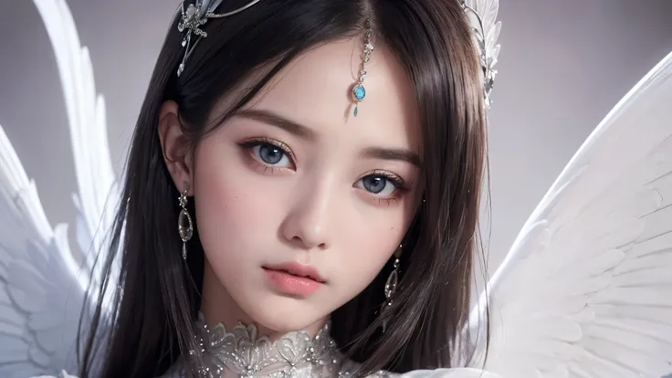 (born,  top quality , masterpiece:1.5), ( Realistic Like the Picture Complicated Details :1.2) Super high resolution, one absurd girl, beautiful face, round face, purple, fine eyes, symmetrical eyes, silver-haired fairy shining on her face　 magic 　 Monochr...