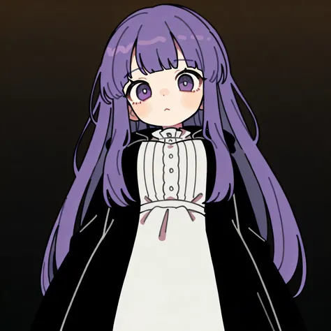 solo,1girl,fern(sousou no frieren),long hair,purple eyes,purple hair,bangs,long sleeves,white dress,shirt,wide sleeves, nurefpnxl, big breast,white dress, black coat,:t, pout.3d),(from below:1.5),close up of face,forrest,Open space. BREAK .quality(8k,wallp...