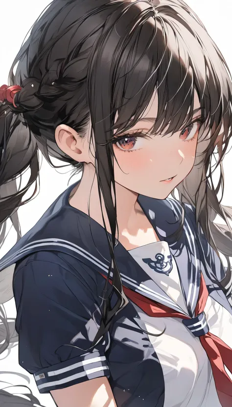 dark-haired girl in sailor suit