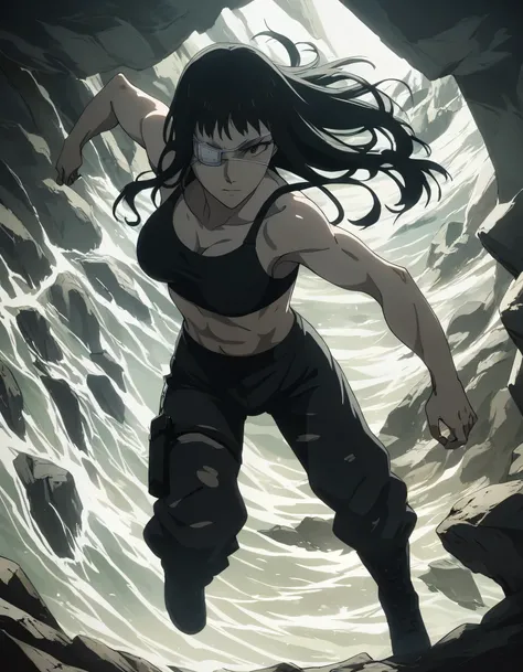 score_9, score_8_up, score_7_up,score_6_up,high resolution,source_anime,s0fiavalm3t,1girl,eyepatch,black hair,long hair,,water,rocks,volumetric lighting,rim lighting,dof,dramatic shadow,full body,dynamic pose,looking at viewer,pov,suspended in air, black s...