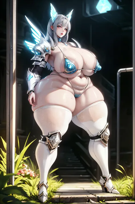 ( top quality 、​masterpiece、 Ultra A High Resolution、 photorealistic:1.3)、 RAW photos 、 1 girl、( Super Big Breasts :1.3)、 orgasm、Bright silver hair、  super detailed 、 Cinematic Lighting  、( Celestialの騎士、 Fantasy World、White metal armor、god々 like atmosphere...