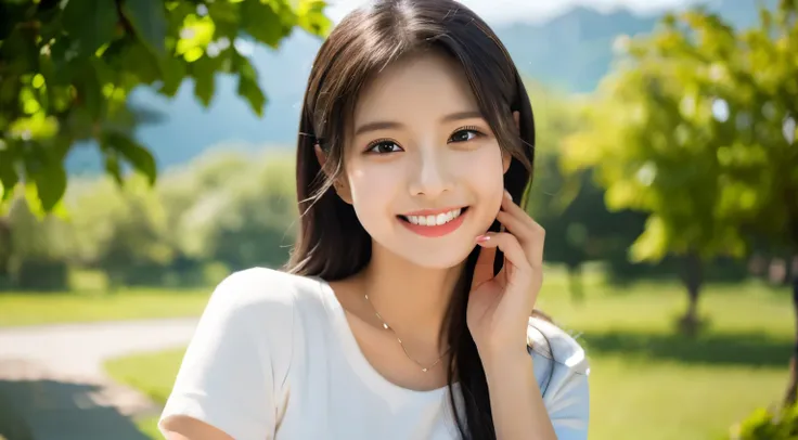 ( 1 Girl Solo )( Fingers and feet are normal and slim)(Hyperreal:1.2)(masterpiece)(Wrap skirt) tight clothing,眼神 Clear ,Smile,photography师获奖作品,Youthful and beautiful face ,Asian face, youthful and energetic ,(Real skin:1.1)Zhang Manduqiang , shooting ,phot...