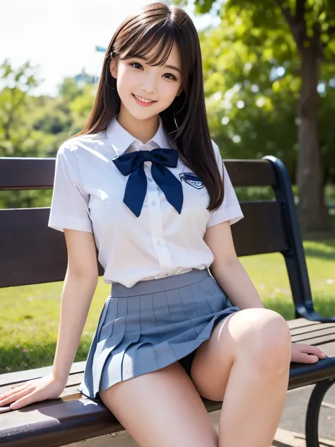   top quality  ,   Masterpiece  ,  super high resolution , (reality: 1.4), Original photo,  Perfect Anatomy、 One Girl ,  mature,  is super cute、JK uniform,  high school girl、 check skirt to hold a dick、cute skirt and uniform 、Cute Panties、 tight breasts、 m...