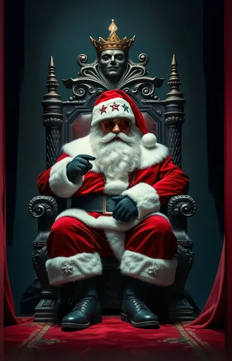 araffe dressed as santa claus sitting on a throne with a crown, santa claus, santa clause, sitting on santa, santa, sat in his throne, profile pic, sit on throne, high quality image, sitting on his throne, sitting on throne, wearing festive clothing, profi...