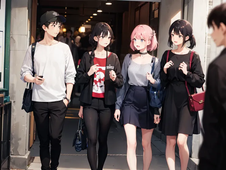 Casual wear、５young people 、meeting