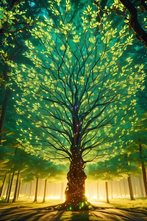 The evolution of AI, illustrated as a digital tree with glowing neural branches, its roots embedded in holographic databases and its canopy reaching into a virtual cloud.”