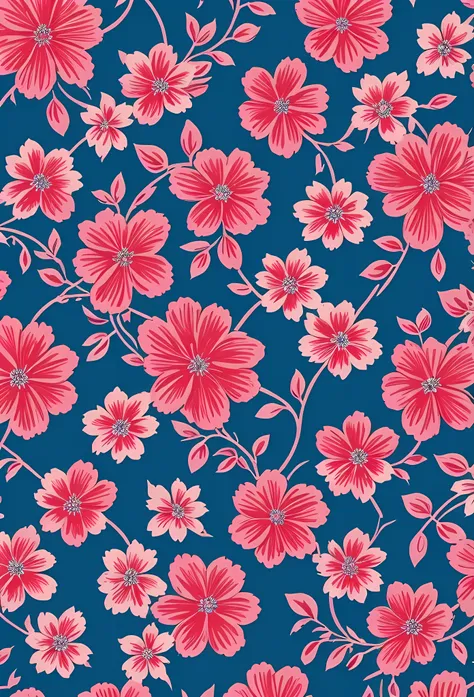 blue-red floral wallpaper, Cute aesthetics