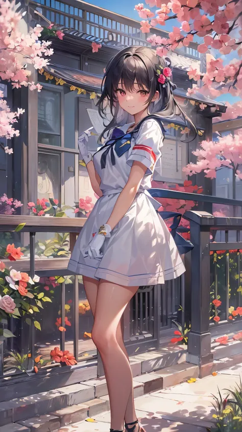 (( top quality )),( super high resolution ),( super detailed ),( detailed description ),(( best CG )),( Best Artwork ), Ultra Precision Art, amazing painting art,(Exquisite art:1.5),  high school girl,  sailor suit, Pull up black hair , Look straight ahead...