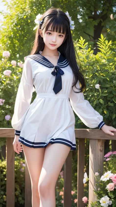 (( top quality )),( super high resolution ),( super detailed ),( detailed description ),(( best CG )),( Best Artwork ), Ultra Precision Art, amazing painting art,(Exquisite art:1.5),  high school girl,  sailor suit, Pull up black hair , Look straight ahead...