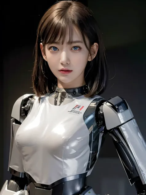 masterpiece, best quality, extremely detailed, Japaese android girl,Plump , control panels,android,Droid,Mechanical Hand, Robot arms and legs, Black hair,Blunt bangs,perfect robot girl,long tube,thick cable connected her neck,android,robot,humanoid,cyborg,...