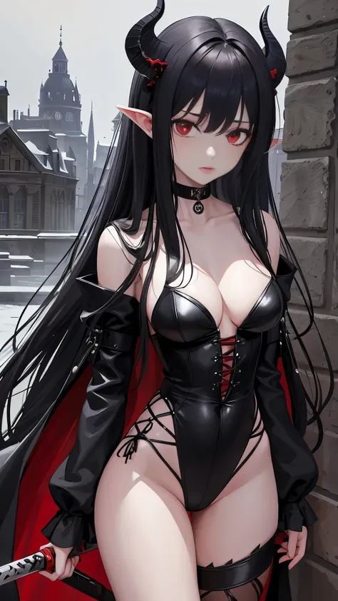 masterpiece, best quality, In winter, night, 4 But, girl, very long hair, There is blood on the face, big breasts, Gothic_Changeta, Change, Sadomasochism, wall, Zombified，Zombie Change and tentacles fuse，Zombie Queen，Black tentacles，Tentacles and legs，hot ...