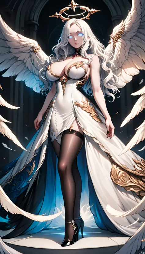 score_9, score_8_up, score_7_up, score_6_up, score_5_up, score_4_up, a picture of magnificent  female angel, busty long hair, dynamic hair color, long hair, wavy hair, shining blue eyes, white wings, wearing intricate elegant red leather dress, wearing ((b...