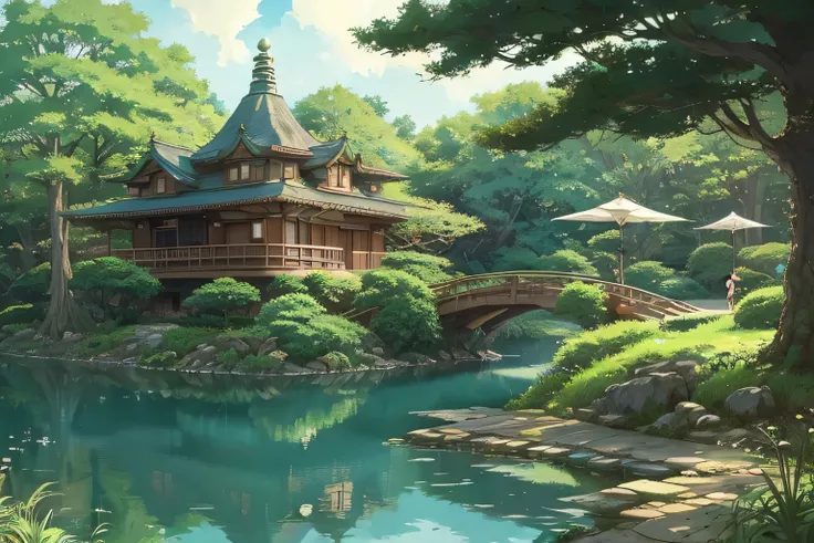 concept art inspired by an anime scene, Miyazaki , pixiv contest winning work , Art Nouveau, Ghibli studio style , Studio Ghibli Plan , Ghibli art style, Studio Ghibli style , Ghibli Studio anime style , studio Ghibli art style, Ghibli art style, Greg Rutk...