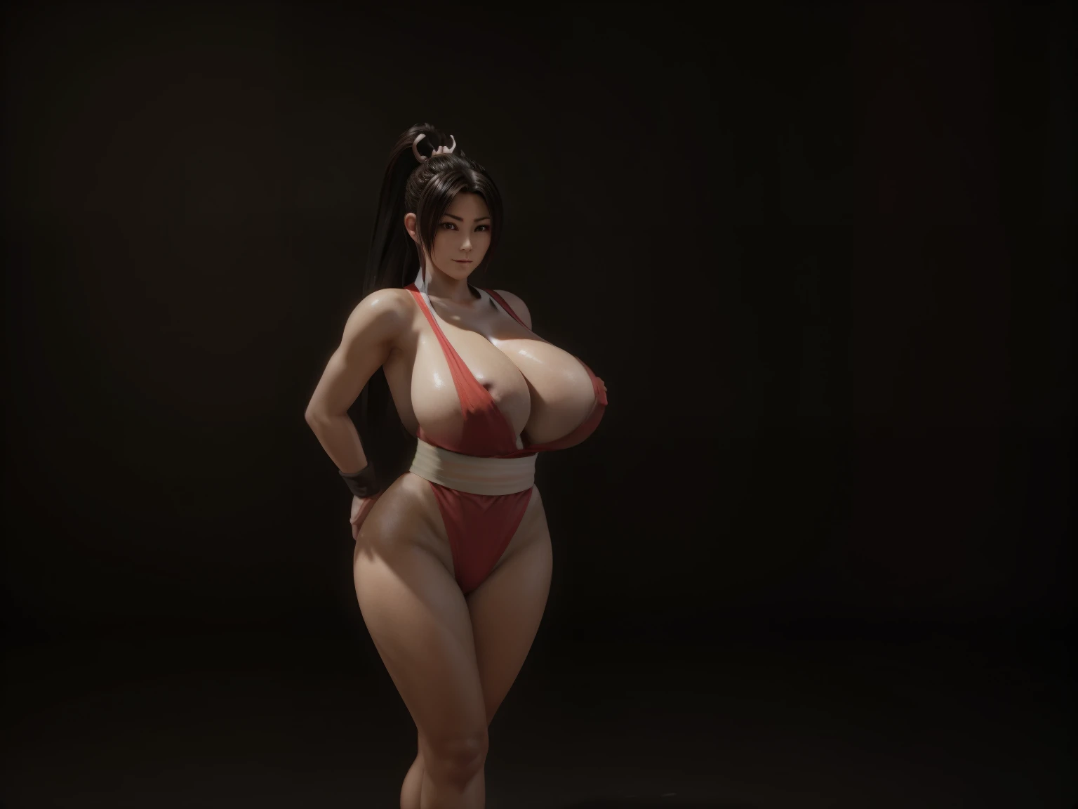 (((mai shiranui))) ((the coffee)) phat ass perfect ass((( huge boobs)))((8K))),(( full body ))(((Amazing )))hot, beautiful,((Horny)), 8K,  dungeon all like an unreal ray tracing engine render  ((hyperrealistic human style)),(((empty dark background))).  du...