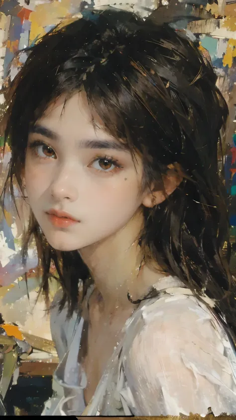 watercolor. portrait close-up [devils daughter]; [drawing inspiration from luis royo masterpiece]; [young beautiful very sad schoolgirl-demonica in bohemian attire], by [anna dittman], by [jeremy mann]; [fantasycore aesthetics; whimsical fairycore; utopian...