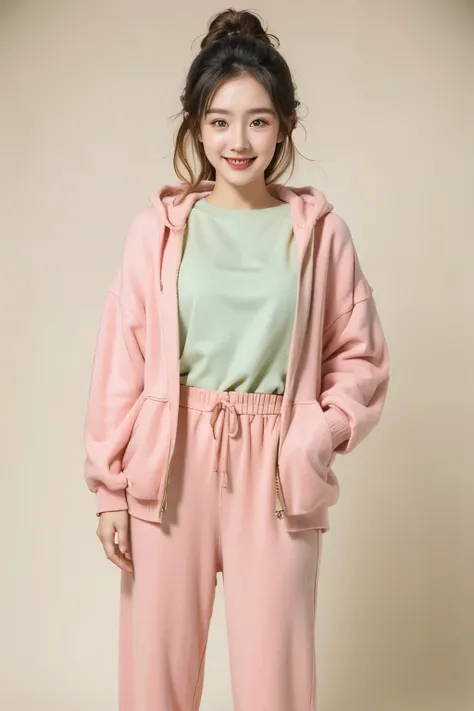 ( masterpiece ), ( best quality ), ( ultra-detailed), ( full body: 1.2) baby ****** pretty and cute, topic fruits, hood, colorful sweatshirt, Knitted jumpsuits, Pants, jacket, blouse, clear smile,  full body, :3, pastel tone background ,  colorful and simp...