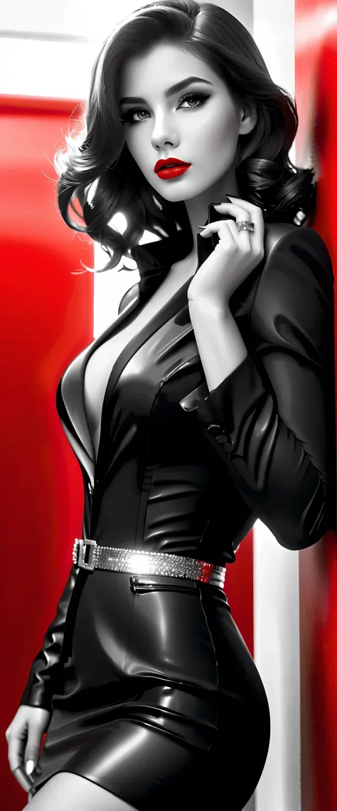 1girl, Sublime femme suédoise très sexy, Detailed lips, detailed eyes, detailed eyelash, detailed face, (((sublime and detailed full body))), long cheveux, visage de séduction, (((shiny red lipstick :2.0, glossy lipstick))), photo du corps entier:2.5, ((po...
