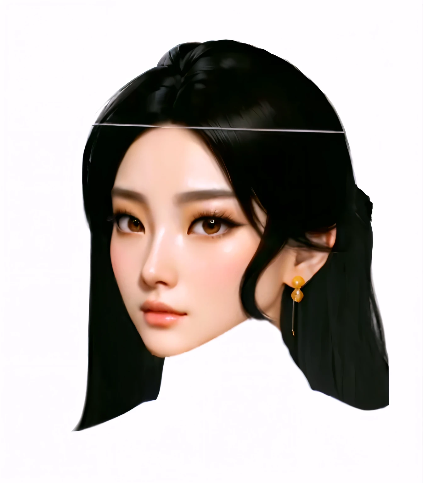 a close up of a person with a black hair and a black dress, inspired by Sim Sa-jeong, inspired by Li Mei-shu, face realistic, inspired by Yi Yuanji, single realistic face, 3 d anime realistic, realistic. cheng yi, realism artstyle, inspired by Lan Ying, in...