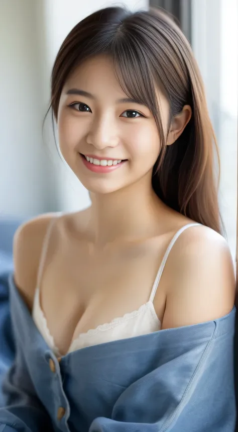 masterpiece,best quality,(Japanese girl),((Beautiful girl)),cleavage,(off shoulder:1.2),(perfect body beauty:1.2),(shy smile),From slightly above