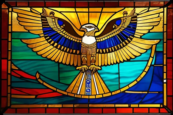 egyptian themed art, Ancient Egyptian Paintings 、stained glass eagle