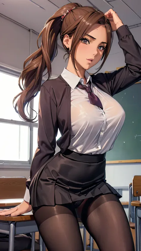 (masterpiece,  high definition ,  top quality :1.3), professional artwork, 8k,  very detailed,((( gal))),(( PLEATED MINI SKIRT )),(( high school girl)),(( school uniform)),(( pantyhose)),(((Mature Woman))),((( sexy panties))),((blouse)),(( beautiful feet))...