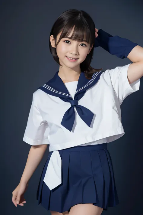 (​masterpiece, top quality, Ultra A High Resolution), Japanese Women, A very beautiful 18-year-old girl, Innocent Girl、( perfect limb、Perfect human body),((Beaver)).((( cute japanese high school sailor suit)))、 ((( short sleeve sailor suit ))) 、 ((( Navy B...