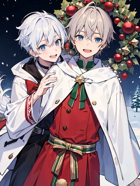  Christmas　 boys　male　I have Hiiragis wreath　snow