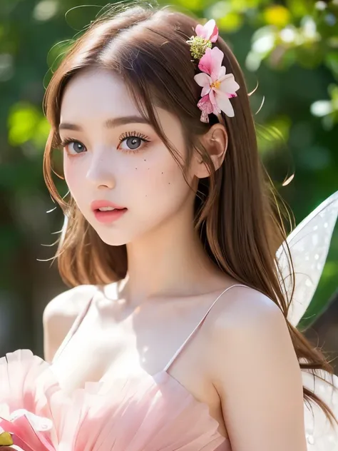 Beautiful girl; (Brown hair, with a nice bow); (honey colored eyes, pretty eyes, big eyelashes and thin cute eyebrows, full lips, Cupid and Heart shaped lips, pink and pretty lips); (pale white skin with pink tones; freckles and moles all over the body); (...