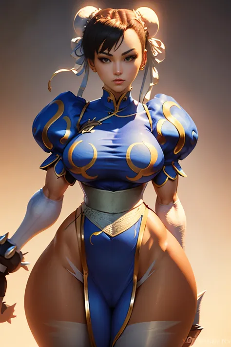 Masterpiece, best quality, ultra detailed, 8k, !( beautiful Chun li  in her classic outfit, perfect body, big thighs )