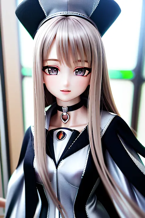 (SFW:2), photorealistic, realistic photo, 8k, Canon EOS, ((highest quality)), ((masterpiece)), (extremely detailed), idol dress, plastic skin, (squinted eyes:1.4), (mature woman, 21yo, 21 years old, solo, silver clothes:1.6), (slim, skinny, slender, brown ...