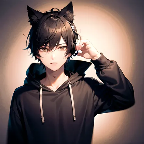 A man with black wolf cut hair

otherworldly.

 hoodie.headphone

greens