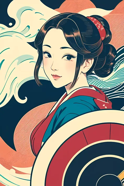 Japanese style　Wave　Ukiyo-e style　wallpaper