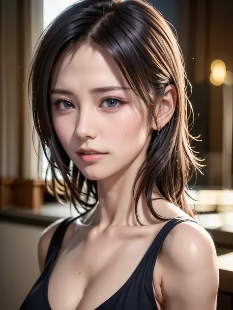 (masutepiece:1.3), (8K, Photorealistic, Raw photo, Best Quality: 1.4), (1girl in), Beautiful face, (Realistic face), (Black hair, Short hair:1.3), bikini of, Beautiful hairstyle, Realistic eyes, Beautiful detailed eyes, (Realistic skin), Beautiful skin, (N...
