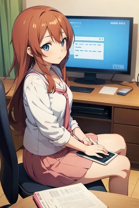 Anime girl sitting at desk with laptop, From the TV anime,  Cute Girl Anime Visual , Today&#39;s anime stills,  in, アニメinは, Anya from Spy Family,  Sankaku Complex Anime Images , as an anime character,  Official Studio Anime Still Images , アニメ映画inは, Officia...