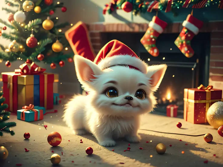 funny chihuahua puppy christmas meme. Depict a puppy in a christmas hat trying to protect the tree from other pets or toys. Add funny text like I promised to guard the tree, but who said presents arent my breakfast? Use bright, festive colors and elements ...
