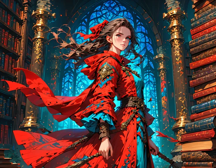 picture of a sorceress casting a spell in magical library, exquisite beautiful woman, dynamic hair color, dynamic hair style, ((full body shot: 1.5)), ((anatomically correct: 1.5)), (ultra detailed face: 1.2), best detailed face, high details, best quality...