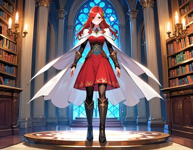 picture of a sorceress casting a spell in magical library, exquisite beautiful woman, dynamic hair color, dynamic hair style, ((full body shot: 1.5)), ((anatomically correct: 1.5)), (ultra detailed face: 1.2), best detailed face, high details, best quality...