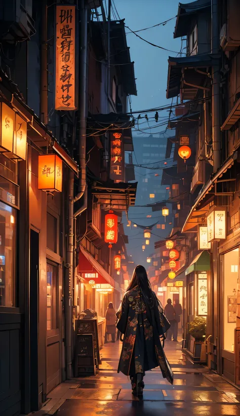 Cyberpunk city from sci-fi movie, empty street, night, chinoiserie buildings, old shop, irregular, circuit boards, wires, intricate, super detailed, realistic, hyper realistic, high quality, best, super detailed, crazy Detail, Very Detailed, Photorealistic...