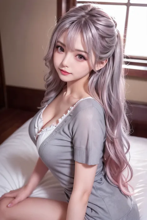 masterpiece, 8k, photo realistic ,  realistic , 非常に  Details,  super high res, ///1 person,  most beautiful, 20 years old , ( sexy,  Japanese idol with long eyelashes), (Gray Hair:1.2),///  Human Details Shiny Skin ,  Detailsな肌 , Beautifully  Details face,...