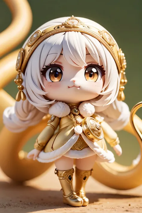 a cute and fluffy snake with soft fur, highly detailed, masterpiece, extremely detailed, best quality, official art, beautiful and aesthetic:1.2, shallow depth of field, full body composition, chibi, beautiful detailed eyes:1.3, very happy:1