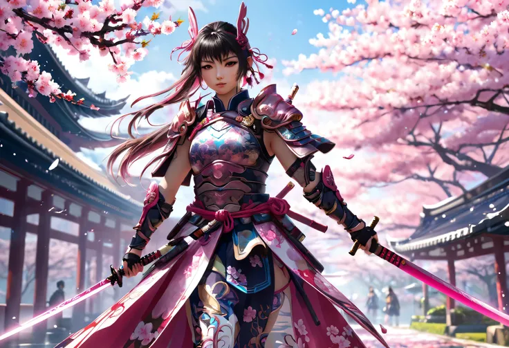 Anime, warrior, sword, cherry blossoms, fantasy,  Fantasy Art ,   Concept Art Inspired by Kano Yoshida  , Artstation Contest Winners,  Fantasy Art , Anime wallpaper 4k, Anime wallpaper 4 k, very beautiful cyberpunk warrior, 4k Anime wallpaper, warrior warr...