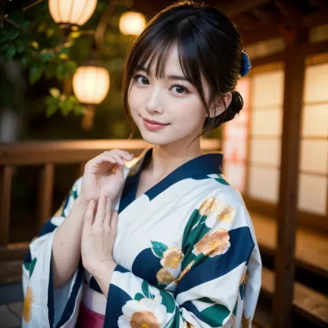 (8k、 RAW photos graphy、 top quality 、masterpiece:1.2)、( realistic、 photorealistic with ivy entwined:1.37)、 ULTRA - HIGH DEFINITION、 One girl 、 cute little 、solo、night、 sitting、date、(Nose redness)、(smile:1.1)、Big Breasts、 beautiful eyes、( Shorthair:1.2)、((...