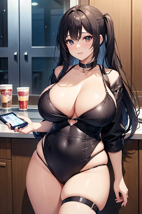 a picture of two women from an anime on a cell phone, a character portrait, visual novel sprite, bbwchan, game cg Super big breasts